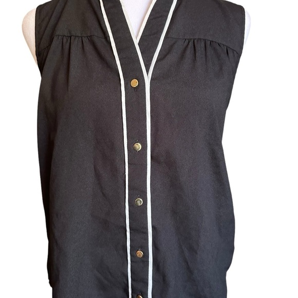 Calvin Klein Black White Trim Sleeveless Blouse size Small - Picture 7 of 17